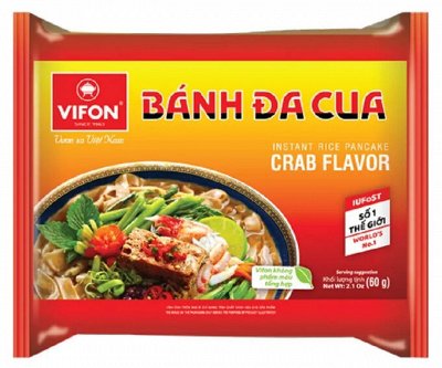 Лапша Рисовая Vifon BANH DA CUA, со вкусом краба 60 гр ВЬЕТНАМ (BANH DA CUA instsnt brown rise noodles CRAB FLAVOUR)