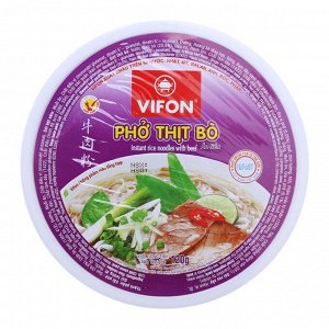 Лапша Рисовая VIFON PHO THIT BO, Фо с говядиной, чашка 120 гр, (PHO THIT BO Rice noodles with beef) Вьетнам