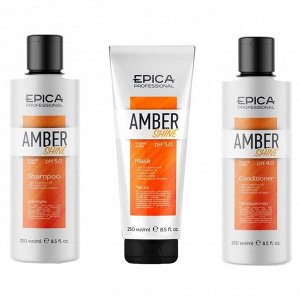 Epica Набор для волос Интенсивное питание (Шампунь Кондиционер маска) Epica Professional Amber Shine Organic 250мл Эпика х 3