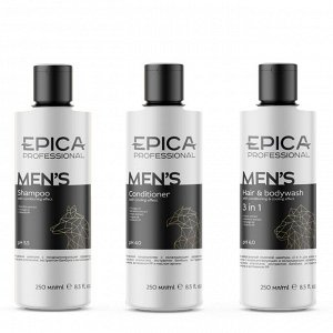 Epica Набор уход для волос для мужчин (Шампунь Кондиционер универсальный Шампунь для волос и тела) Epica Professional MEN`S 250мл Эпика х 3