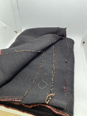 Ткань трикотажная джерси черный с оранжевым шерсть 90%, длина 150, ширина 160