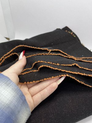 Ткань трикотажная джерси черный с оранжевым шерсть 90%, длина 150, ширина 160