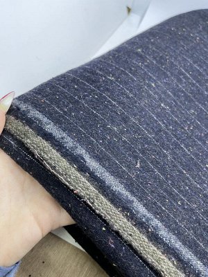 Ткань тонкий драп темно-синий в полоску, шерсть 90%, ширина 150, длина 144