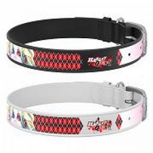 Ошейник для собак кожаный 2*29-38см Харли Квин QR-паспорт белый WauDog CoLLaR