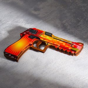 Сувенир деревянный "Пистолет-резинкострел" оранжевый