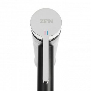 Смеситель для раковины ZEIN ZF-013, высокий, картридж керамика 35 мм, латунь, черный/хром