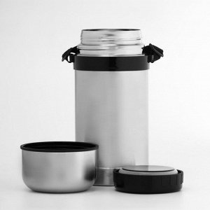 Термос для еды, 1 л, 24x10 см, с широким горлом, нержавеющая сталь, серебристый