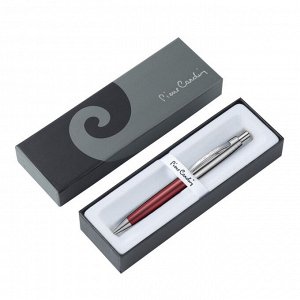 Ручка шариковая PIERRE CARDIN EASY, корпус латунь лакированная, отделка сталь и хром, узел 1.0 мм, чернила синие, красная