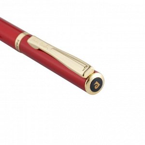 Ручка шариковая PIERRE CARDIN ECO, корпус латунь, отделка сталь и позолота, узел 0.7 мм, чернила синие, красная