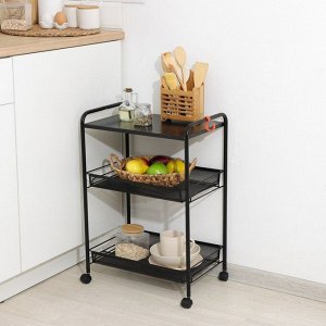 Этажерка «Ладья 33КС», 3 яруса, 45х30х65 см, чёрная