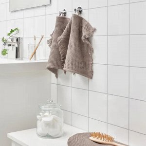 VALLASN, Полотенце, светло-серая/коричневая, 30х30 см