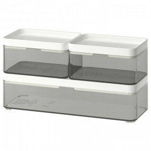 BROGRUND, коробка, набор из 3 шт., прозрачный серый/белый