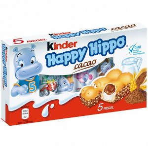 Вафельные батончики с шоколадной начинкой Kinder Happy Hippo Cacao / Киндер Хеппи Хиппо бегемотики 103,5 гр
