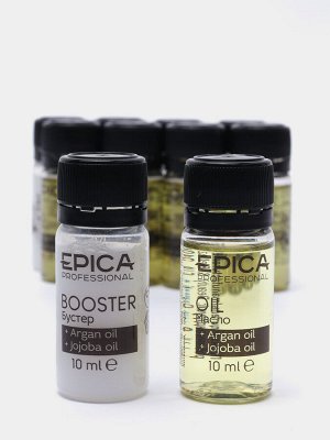 Масло для волос + Бустер флаконы для укладки волос Epica Professional Recovery and nutrition 5х10 мл + 5х10 мл Эпика