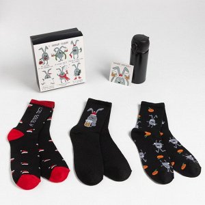 Новогодний подарочный набор термос и носки KAFTAN "Заяц", р-р 41-44 (27-29 см)