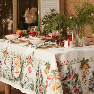 Скатерть новогодняя Этель ""Сhristmas bells"" 150х180 +/-2см с ГМВО, 100% хлопок, саржа 190гр/м2