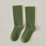 Детские однотонные носки, удлиненные, цвет зеленый