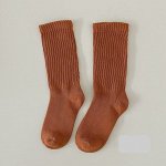Детские однотонные носки, удлиненные, цвет коричневый