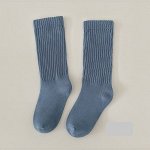 Детские однотонные носки, удлиненные, цвет сине-серый