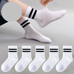 Набор детских носков (5 пар), цвет белый/черный