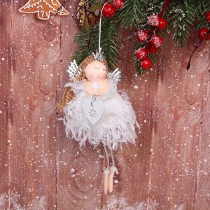 Украшение новогоднее подвесное "Девочка - Ангел" 16 см, белый