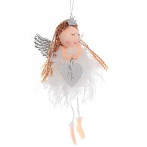 Украшение новогоднее подвесное "Девочка - Ангел" 16 см, белый
