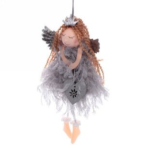 Украшение новогоднее подвесное "Девочка - Ангел" 16 см, серебро