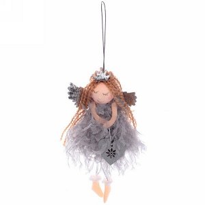Украшение новогоднее подвесное "Девочка - Ангел" 16 см, серебро
