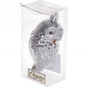 Ёлочная игрушка "Сказочная сова" 4*4,5*10,5 см, серебро