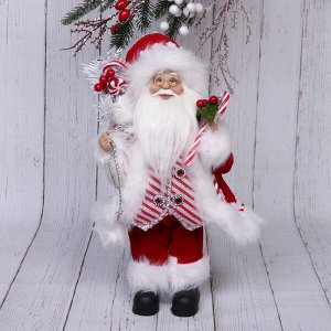 Дед Мороз 30 см с веткой и леденцом (без музыки)