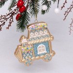 Ёлочная игрушка &quot;Сказочный поезд&quot; 9*1,5*10 см, голубой