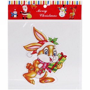 Наклейка на стекло "Кролик с подарками" 20*20 см