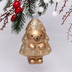 Ёлочная игрушка &quot;Медвежонок-ёлочка&quot; 7,5*5*12 см, шампань