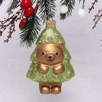 Ёлочная игрушка &quot;Медвежонок-ёлочка&quot; 7,5*5*12 см, зелёный