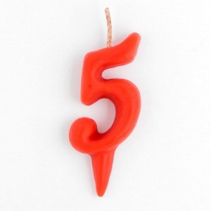 Страна карнавалия Свеча для торта цифра &quot;Овал&quot; &quot;5&quot;, красная, 7 см