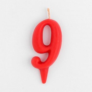 Свеча для торта цифра "Овал" "9", красная, 7 см