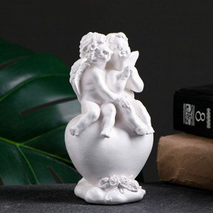 Фигурка гипс «Ангелы на сердце», перламутровый, 14x8x6 см
