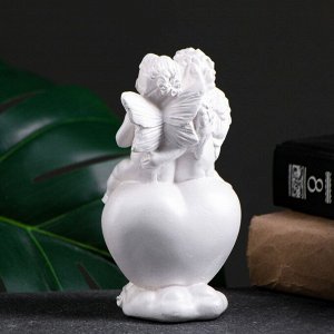 Фигурка гипс «Ангелы на сердце», перламутровый, 14x8x6 см