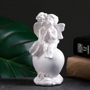 Фигурка гипс «Ангелы на сердце», перламутровый, 14x8x6 см