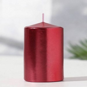 Свеча - цилиндр парафиновая, лакированная, красный металлик, 5,6?8 см