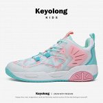 Детские высокие кроссовки на шнурках Keyolong, цвет розовый/белый/бирюзовый
