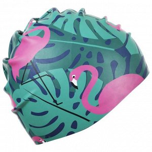 Шапочка для плавания детская «Фламинго с пальмами», силиконовая, обхват 46-52 см