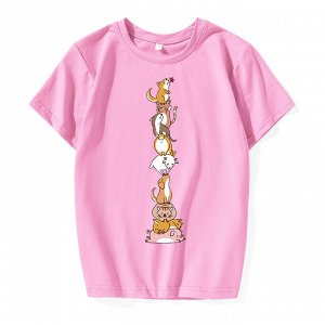 Подростковая футболка, принт "Животные", цвет розовый