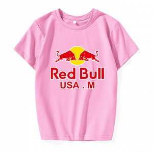 Подростковая футболка, принт "Red Bull", цвет розовый
