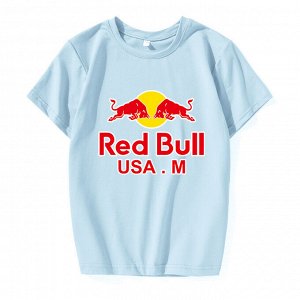 Подростковая футболка, принт "Red Bull", цвет голубой