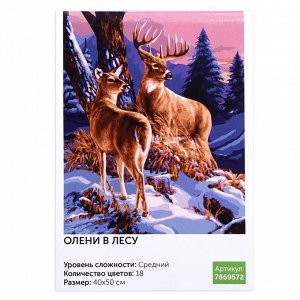 Картина по номерам на холсте с подрамником «Олени в лесу» 40х50 см