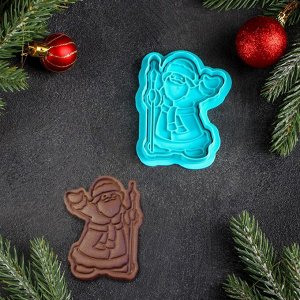 Форма для печенья «Дед Мороз», штамп, вырубка, цвет голубой 9212797