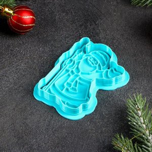 Форма для печенья «Дед Мороз», 9?7 см, штамп, вырубка, цвет голубой