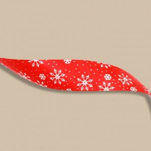 Лента для декора и подарков «Белые снежинки», красная, 1,8 см ? 45 м