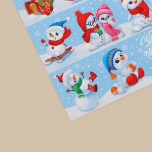 Наклейки бумажные «Снежный друг», снеговик, 11 ? 15,5 см